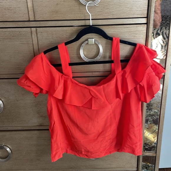 J.Crew cold shoulder silk top, size 8; new - Picture 3 of 7